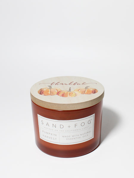 Sand + Fog Autumn Harvest scented candle buying and Scentsational from The Harvest Col