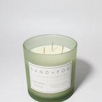 Cinnamon Vanilla 21 oz scented candle Sage vessel with Painted Blessed Wreath lid