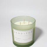 Cinnamon Vanilla 21 oz scented candle Sage vessel with Painted Blessed Wreath lid