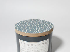 Midnight Blue Citrus 12 oz scented candle Blueish Gray vessel with Painted Dot lid