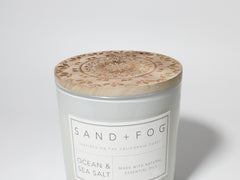 Ocean & Sea Salt 21 oz scented candle White vessel with Mandala carved top