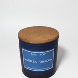 Vanilla Tobacco 21 oz scented candle Navy vessel with Wood lid