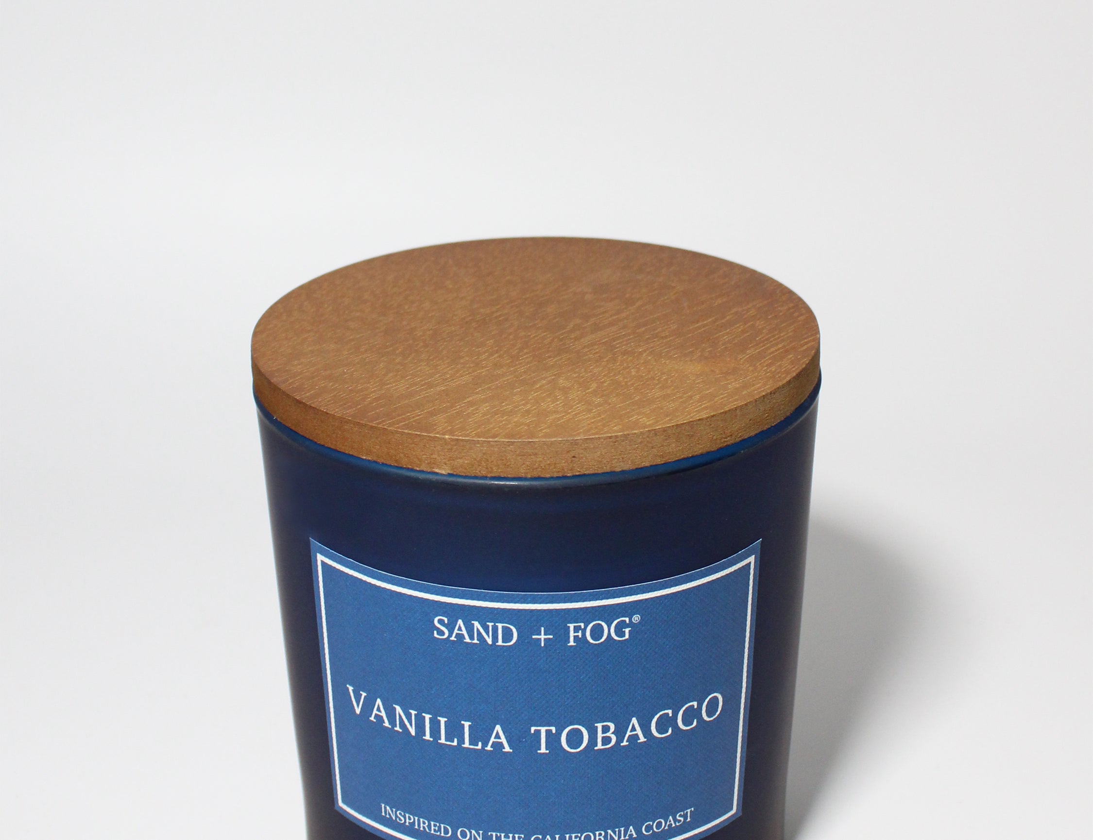 Vanilla Tobacco 21 oz scented candle Navy vessel with Wood lid