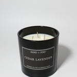 Cedar Lavender 21 oz scented candle Black vessel with Wood lid