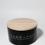 Mango Tangerine 23 oz scented candle Black vessel with Sand+Fog wood lid