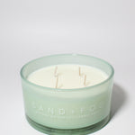 Eucalyptus Spa 23 oz scented candle Seafoam vessel with Sand+Fog wood lid