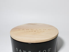 Teakwood 34 oz scented candle Black vessel with S+F wood lid