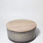 Vanilla Sandalwood 34 oz scented candle Cool gray vessel with S+F wood lid