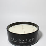 Chai 35 oz scented candle Black vessel with Sand+Fog wood lid