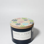 Sand + Paws Newport 12 oz scented candle Ink vessel with Painted Paw Print lid