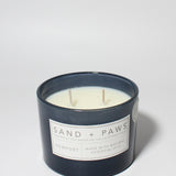 Sand + Paws Newport 12 oz scented candle Ink vessel with Painted Paw Print lid