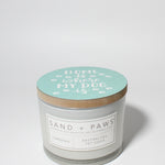 Sand + Paws Gardenia 12 oz scented candle White Vessel with Painted Home is Where my Dog Is lid