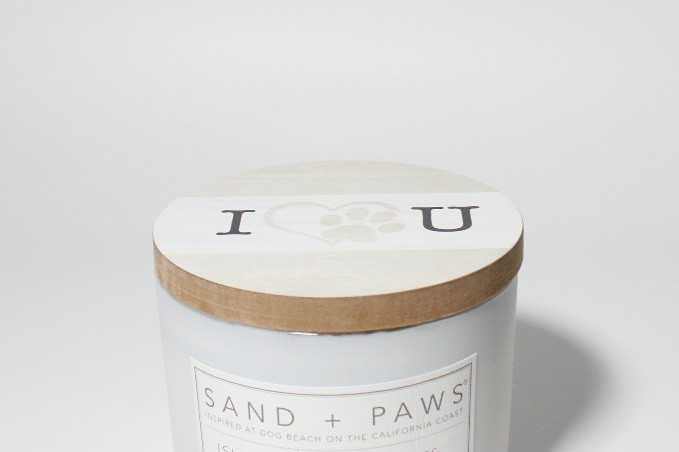 Sand + Paws Island Orchid 12 oz scented candle White Vessel with Painted I heart U lid