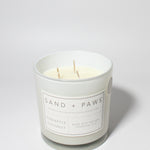 Sand + Paws Pineapple Coconut 21 oz scented candle White vessel with Multi-Breed carved wood lid