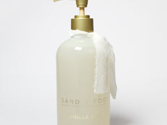 Vanilla Silk liquid hand soap in a translucent bottle with a gold pump, 15.7 oz