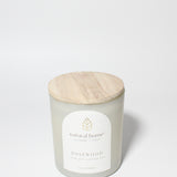 Rosewood Natural Home 11.5 oz scented candle Flax vessel with solid wood lid