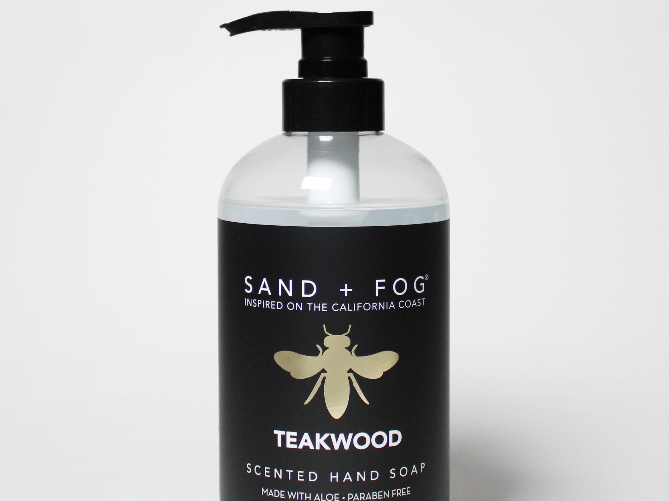 Liquid hand soap bottle, Teakwood scented, clear pump bottle, 20 oz