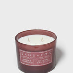 SAND + FOG jasmine and cedarwood scented candle with wicks in brown glass jar