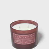 SAND + FOG jasmine and cedarwood scented candle with wicks in brown glass jar