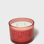 SAND + FOG Sweet Apple scented candle, red glass jar with two wicks