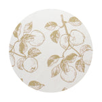SAND + FOG candle lid top with gold apple leaf pattern on white