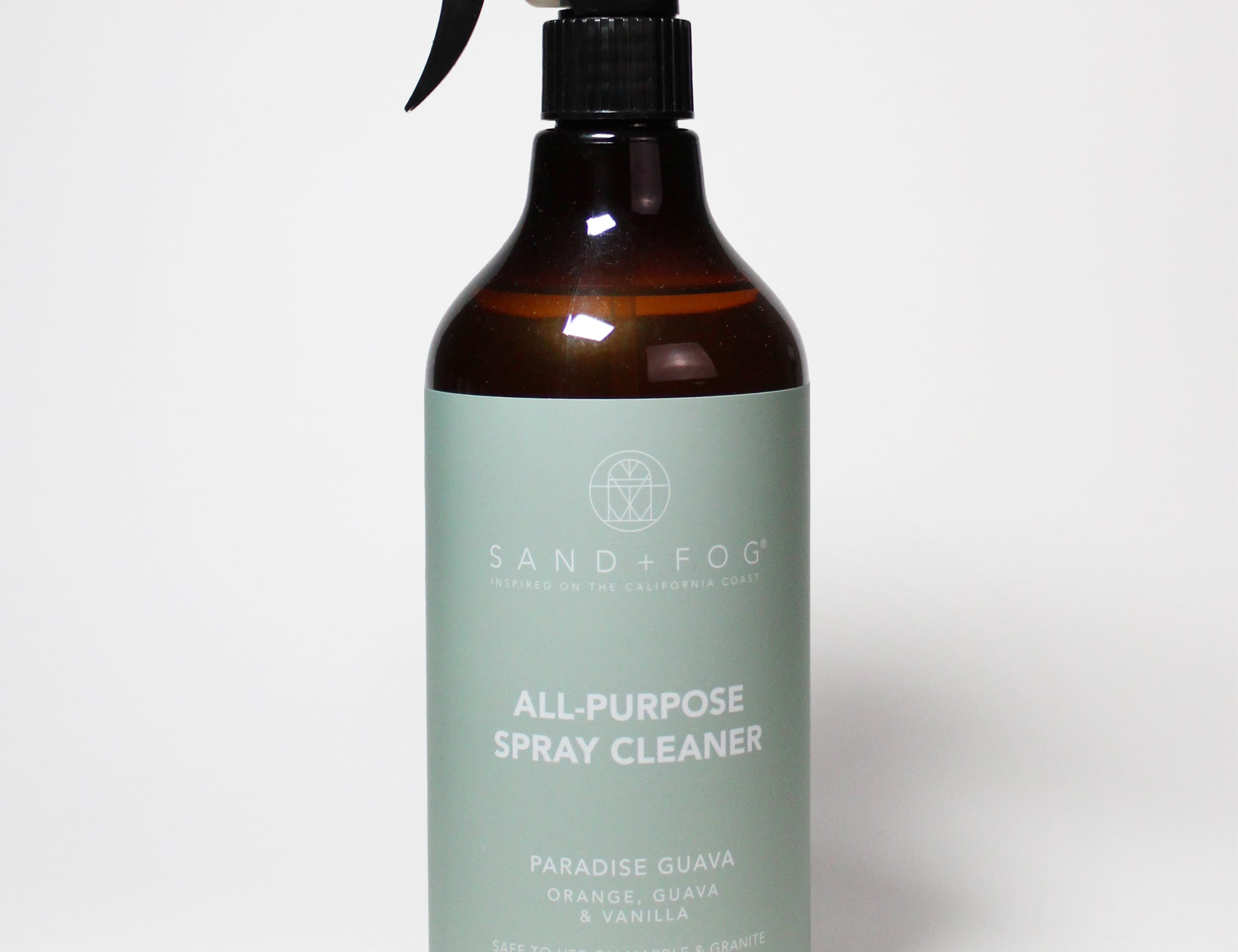 All-purpose spray cleaner bottle with amber liquid and black trigger sprayer
