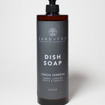 Amber pump-top dish soap bottle with Lemon Verbena label, 25.4 fl oz