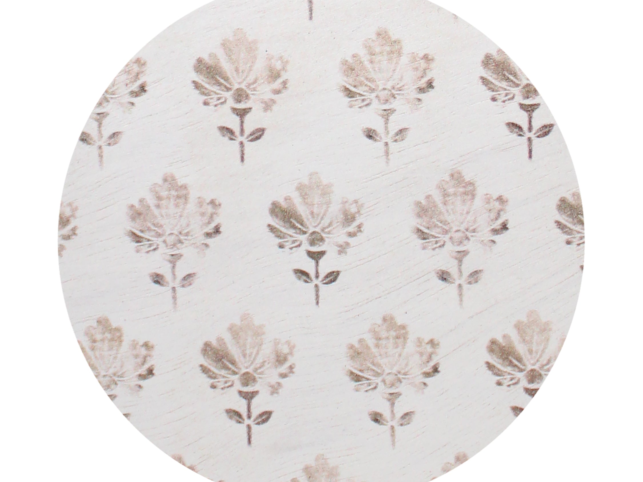 Floral lid for SAND + FOG scented candle, round light top with beige flower pattern