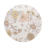 Round candle lid with beige and tan floral line-art pattern