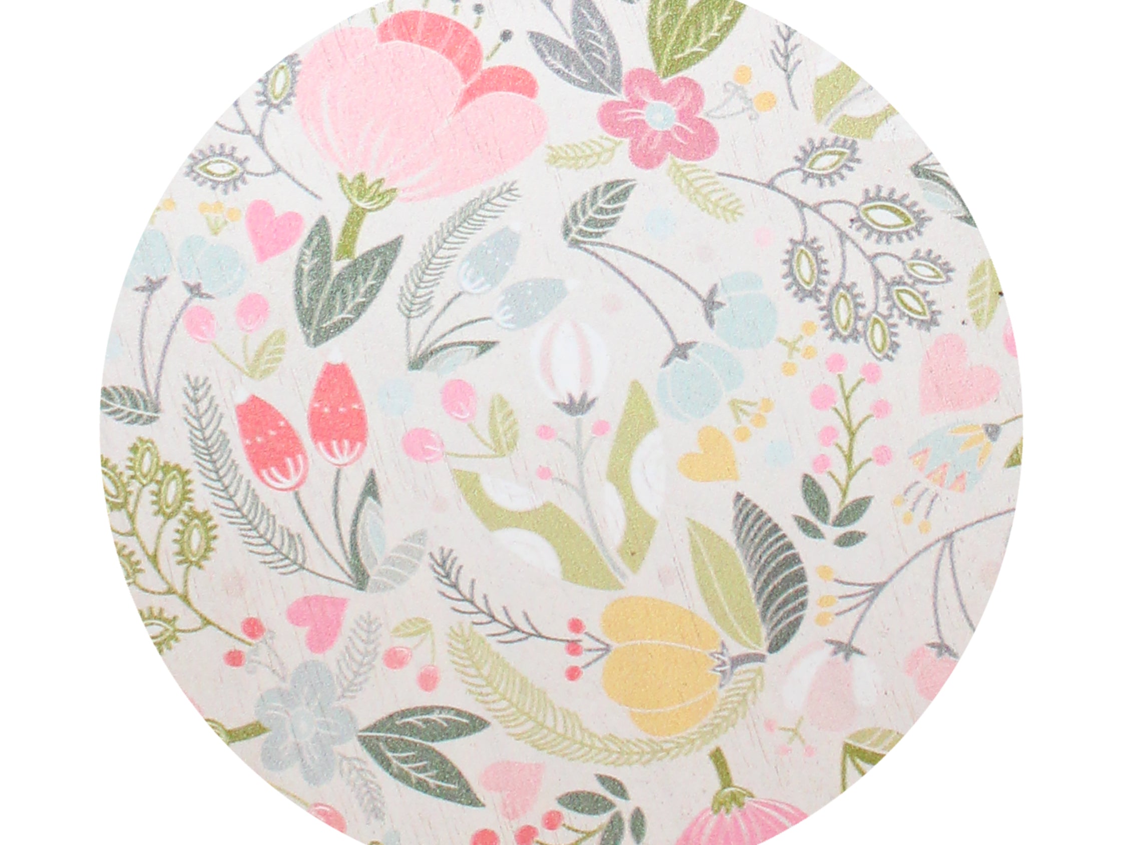 Floral candle lid with botanical pattern, decorative gold-toned rim