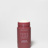 Burgundy Sand + Fog deodorant stick with red screw-top cap, 2.89 oz