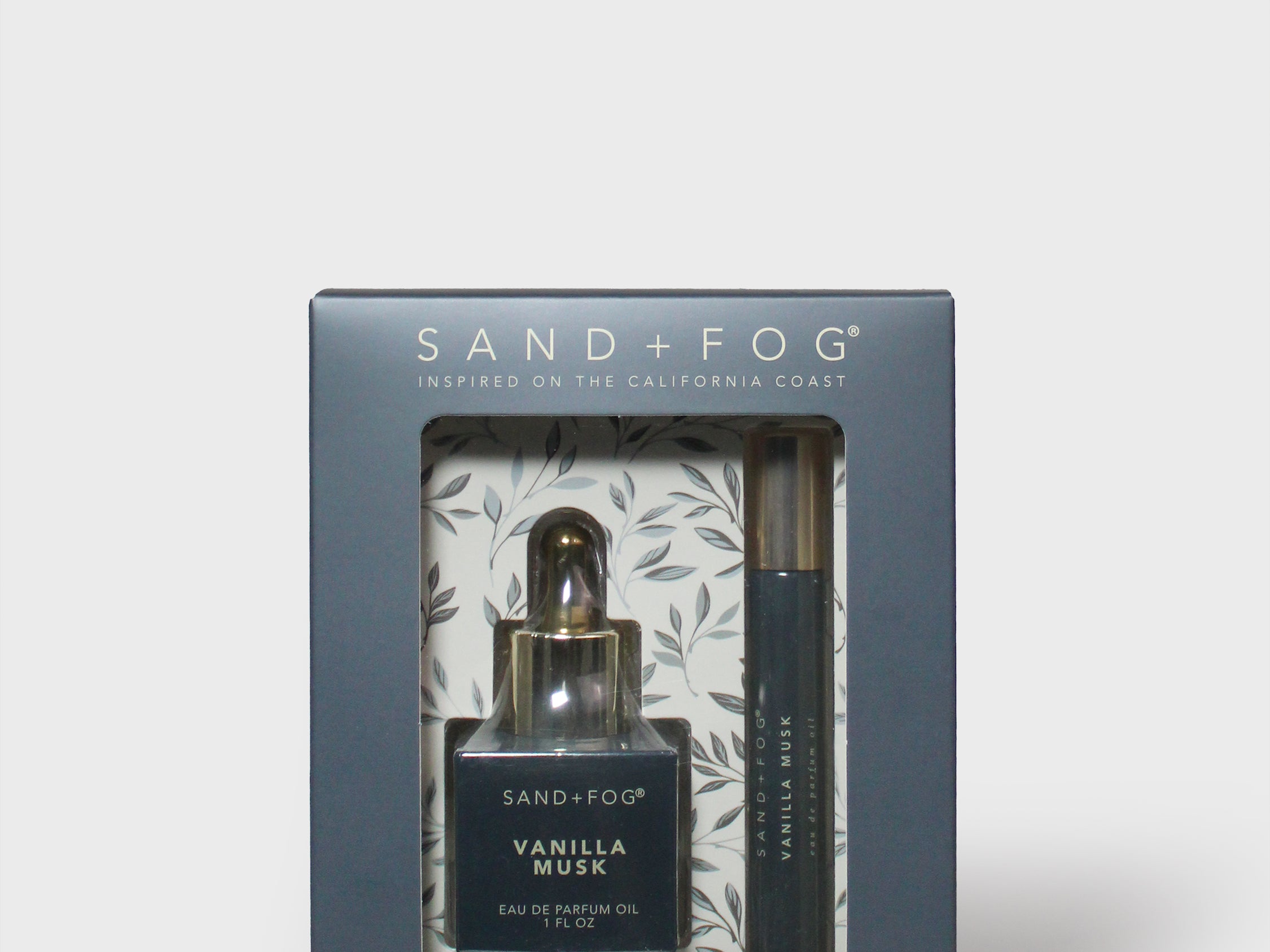 Perfume oil set gift box with dropper bottle and rollerball applicator