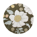 Floral-pattern lid for scented candle in olive green and white