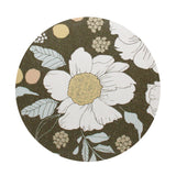 Floral-pattern lid for scented candle in olive green and white