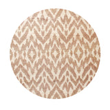 Beige and tan patterned lid for scented candle, circular fabric top