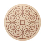 Sand + Fog scented candle lid with circular ornate swirl design