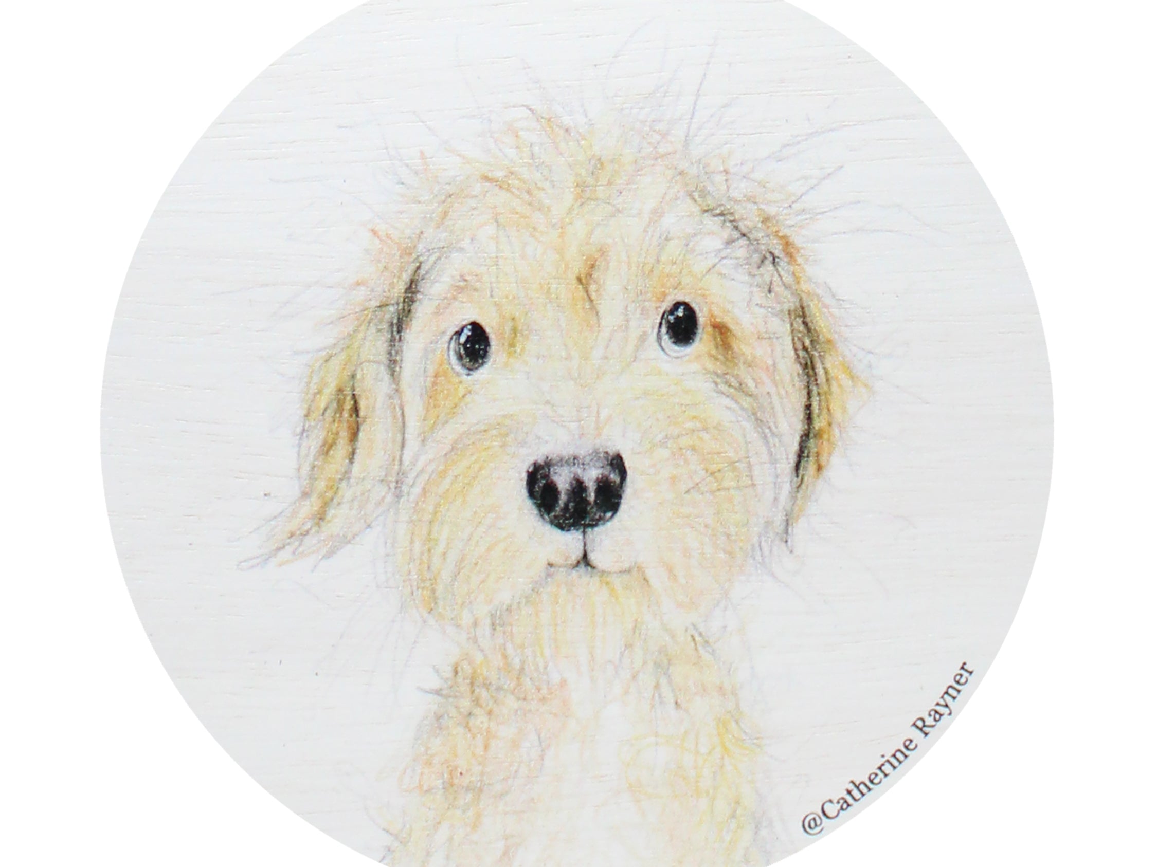Circular dog portrait label for scented candle lid print