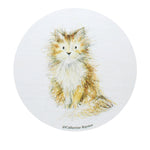 Scented candle with illustrated cat face label