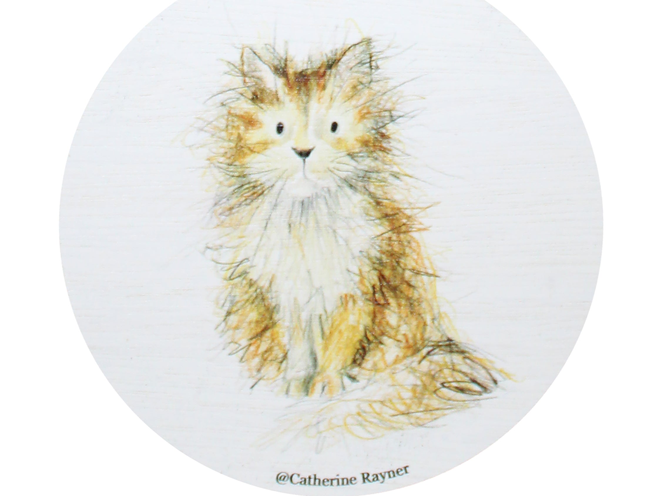 Scented candle with illustrated cat face label