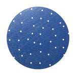 Blue candle lid with white polka dots