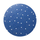 Blue candle lid with white polka dots