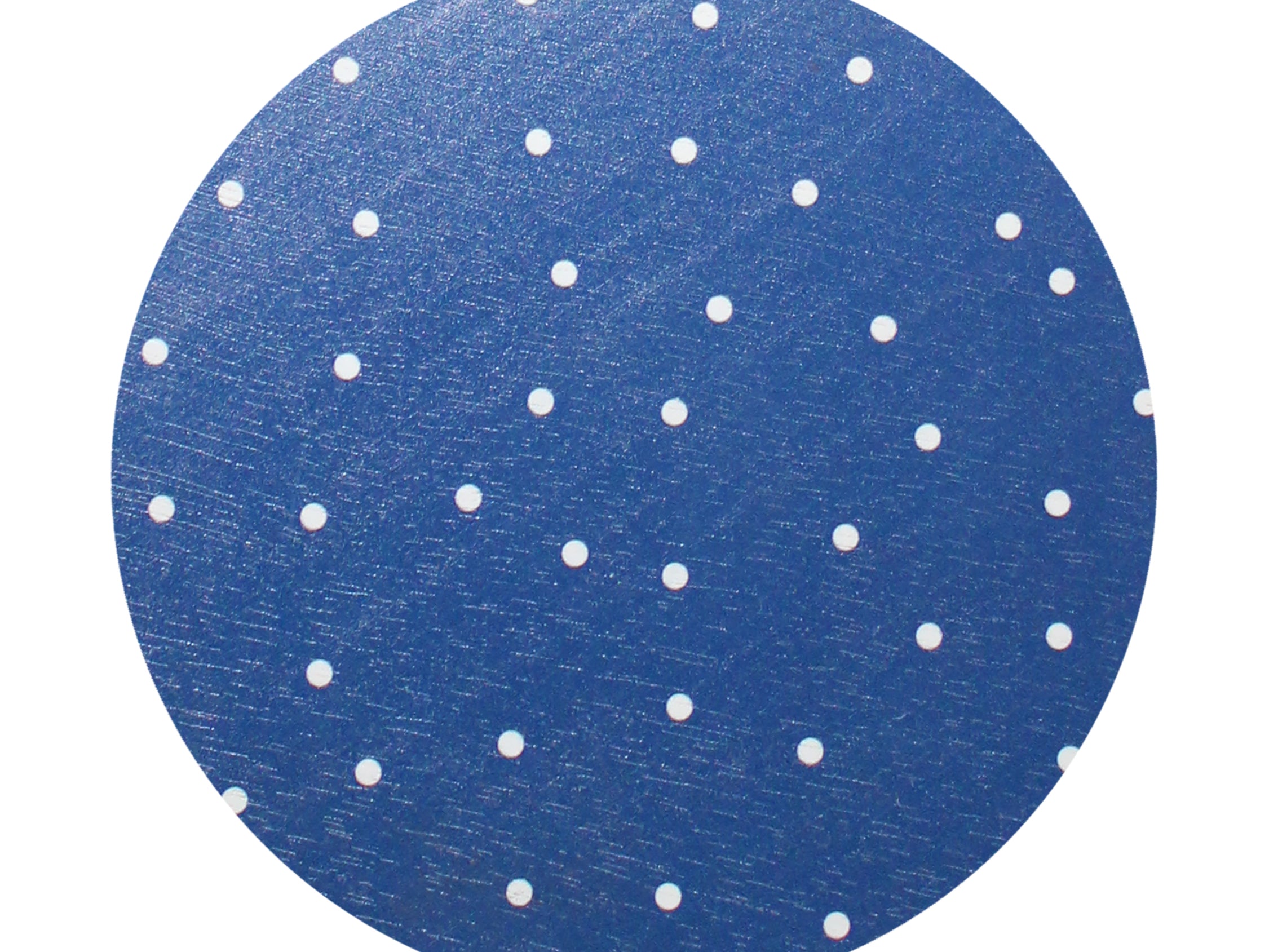 Blue candle lid with white polka dots