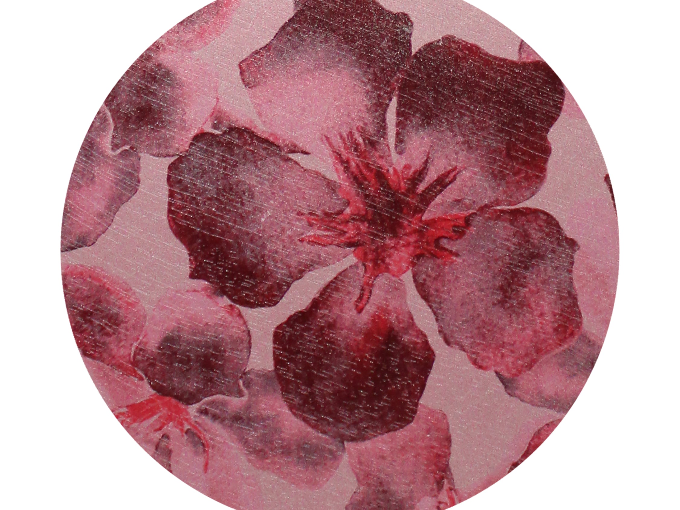 Floral-pattern scented candle top in maroon and blush pink