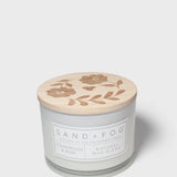Cedarwood & Rose 12 oz scented candle in glass jar with floral lid