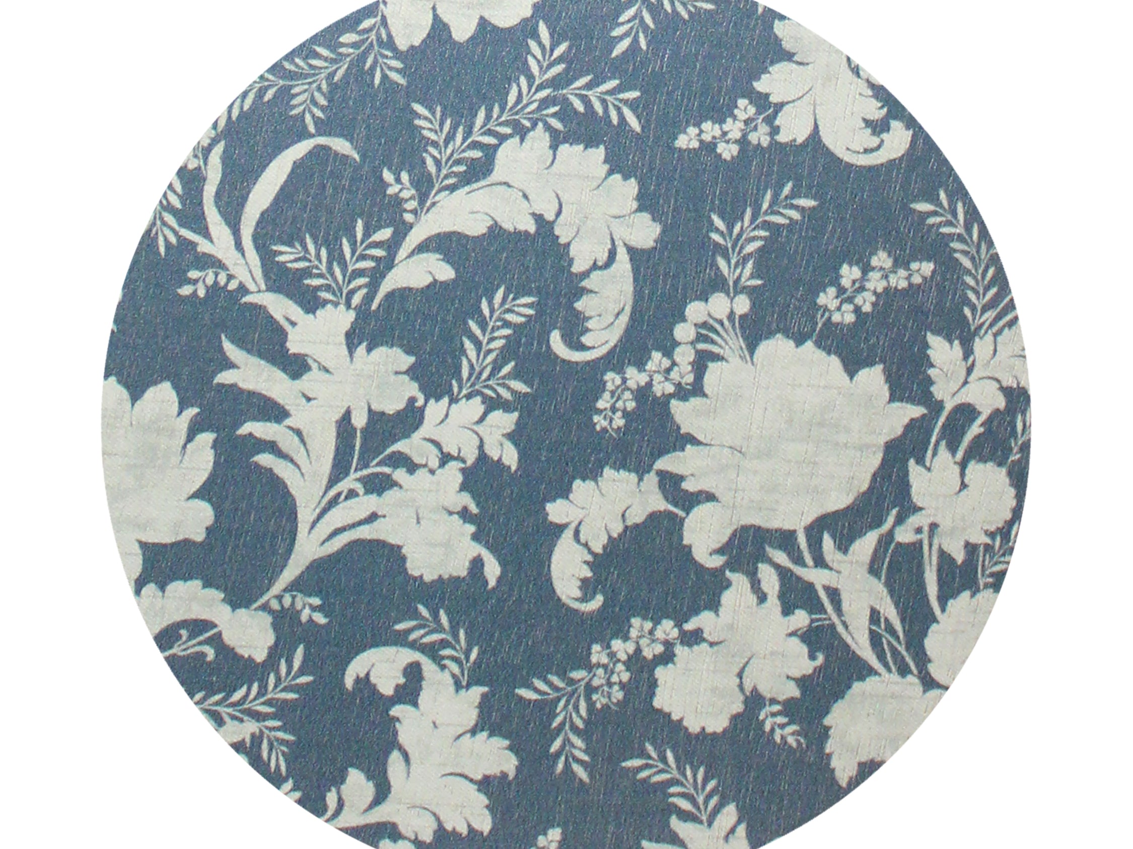 Blue floral circular candle lid with cream botanical print