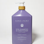Sand+Paws dog shampoo & conditioner bottle, lavender chamomile scent, pump top