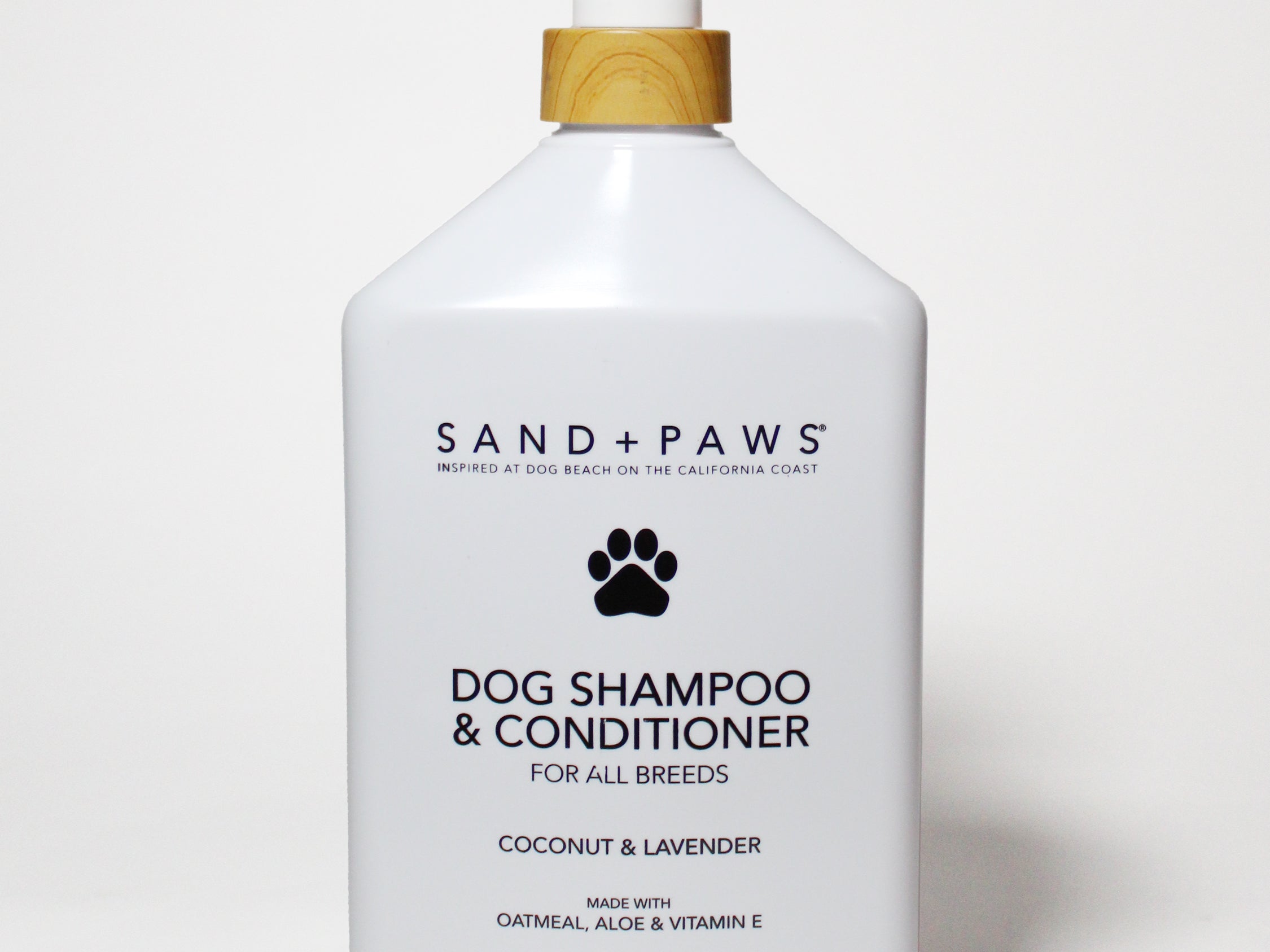 Sand + Paws dog shampoo & conditioner bottle, coconut and lavender scent, 32 oz