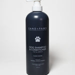 Dog shampoo & conditioner bottle with white pump, dark blue, 32 oz