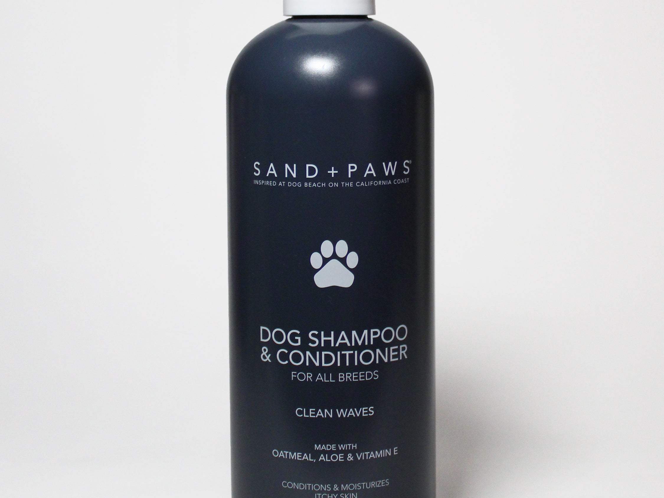 Dog shampoo & conditioner bottle with white pump, dark blue, 32 oz