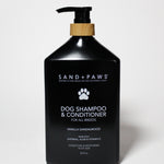 Sand + Paws dog shampoo & conditioner bottle with pump, vanilla sandalwood, 32 oz